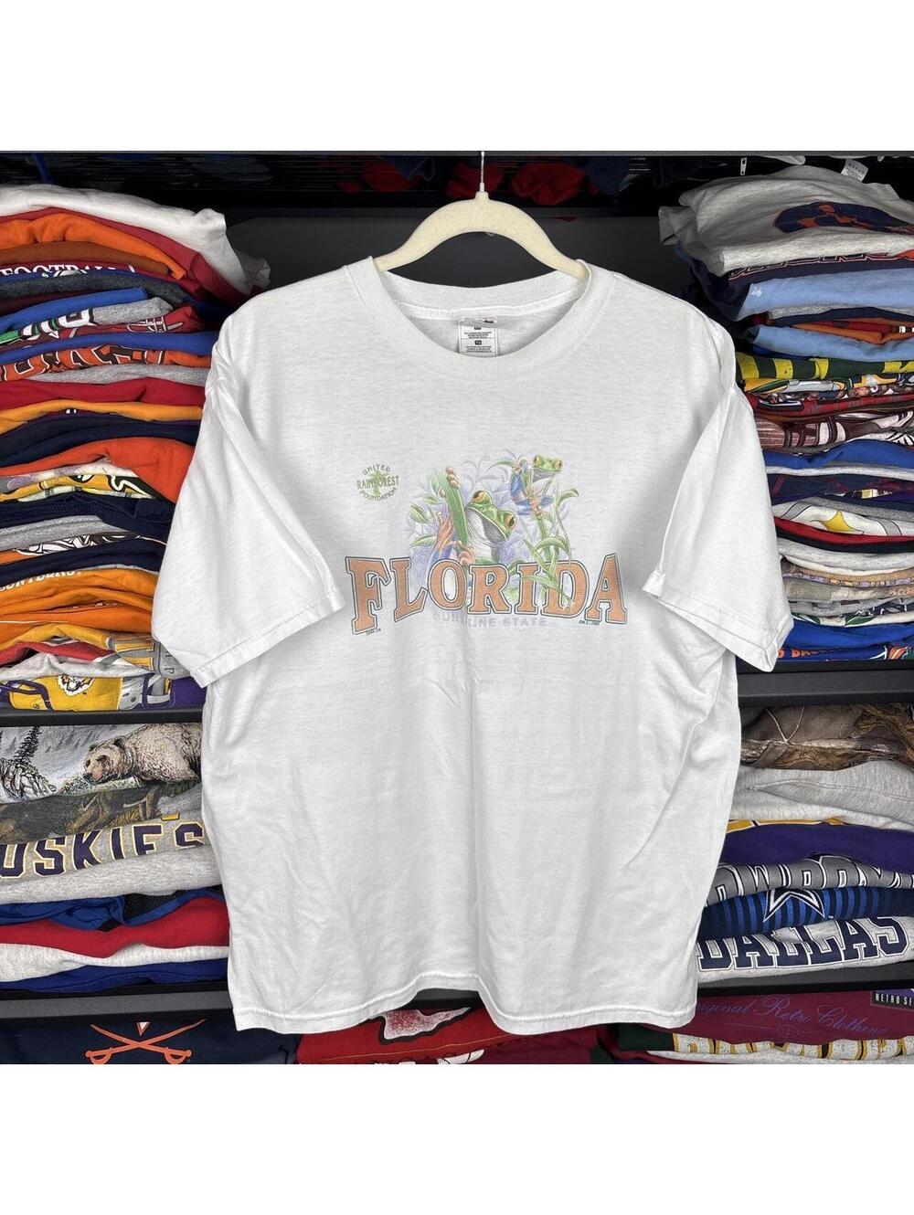 Vintage 90s Florida Sunshine State Tree Frog Souvenir Tee XL